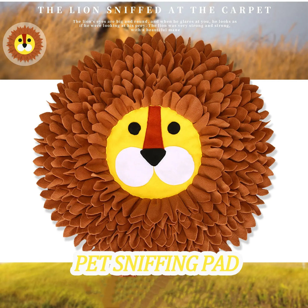 Brown yizhiwen textured sniffing pad for dogs and cats, showing deep folds for hiding treats.