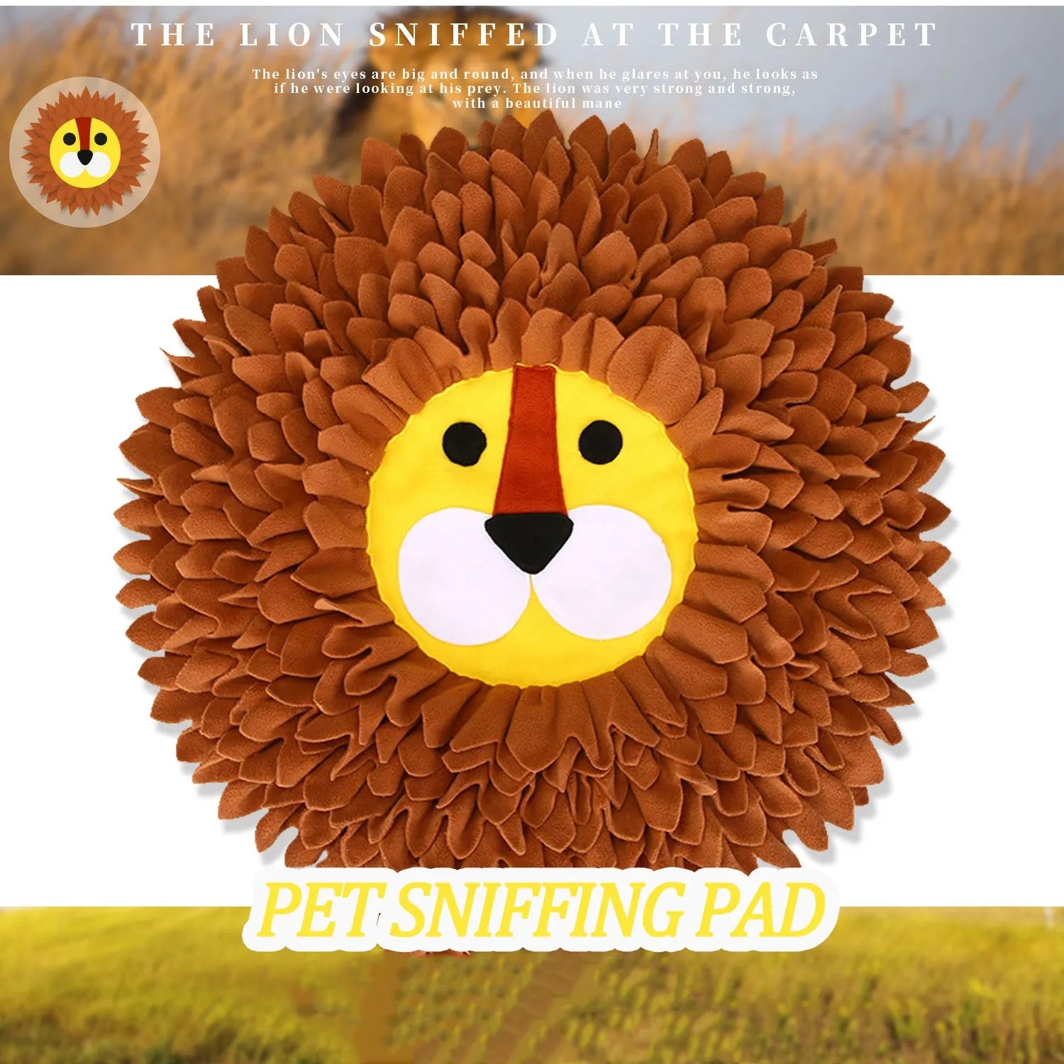 Brown yizhiwen textured sniffing pad for dogs and cats, showing deep folds for hiding treats.