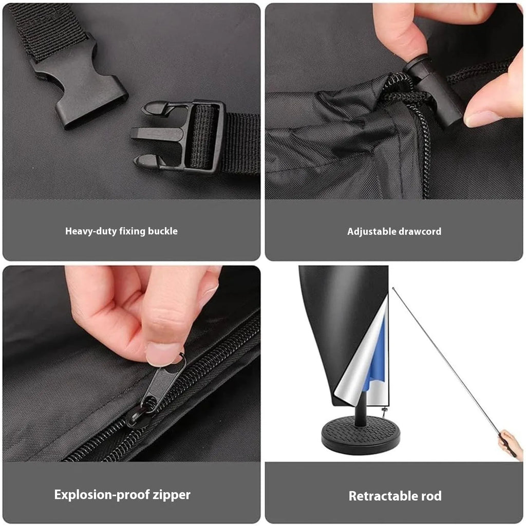 Waterproof outdoor banana umbrella cover in Oxford cloth, available in black or grey with five size options