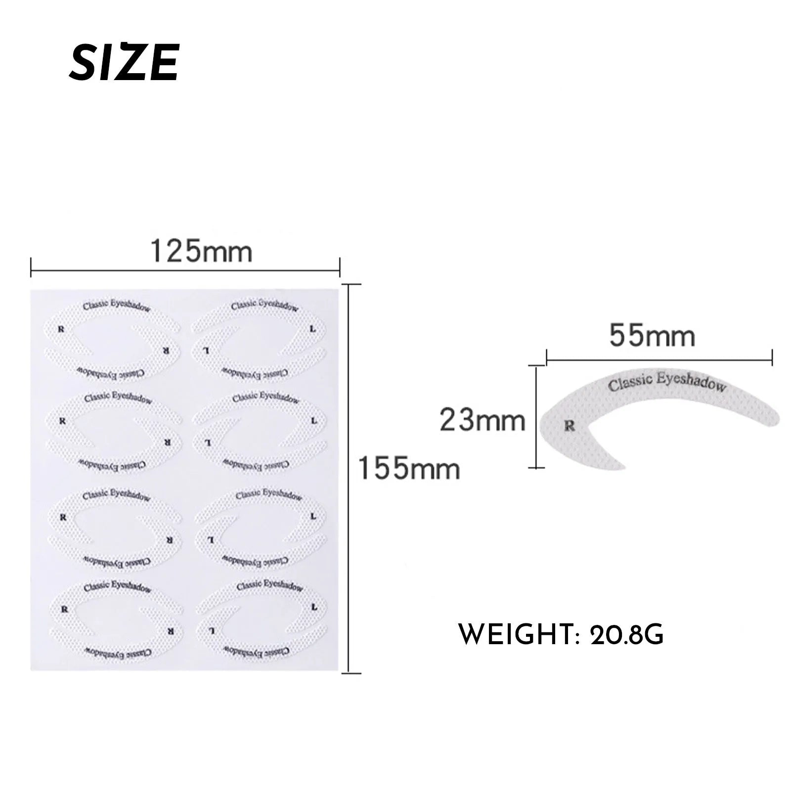 Set of four reusable flexible eyeliner and eyeshadow makeup stencil templates on a pink background.