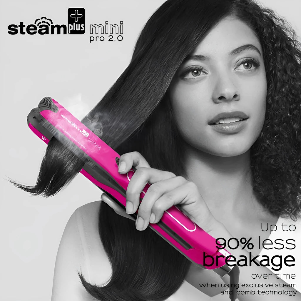 Mini steam splint spray hair straightener in champagne, purple, or rose red colour with steam function