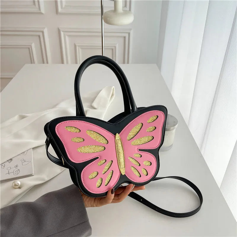 Square PU leather crossbody bag with contrasting colour elements showing dimensions 27cm by 14cm