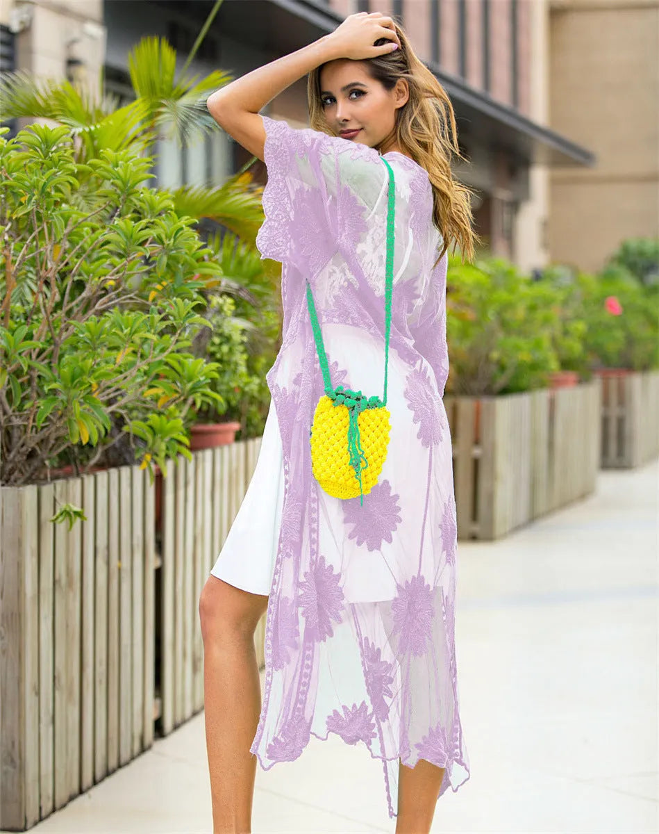 Light purple beach cover-up dress for swimming and beach activities