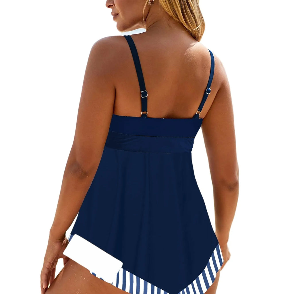 Plus size two-piece swimsuit bikini set in quick-drying polyester fabric