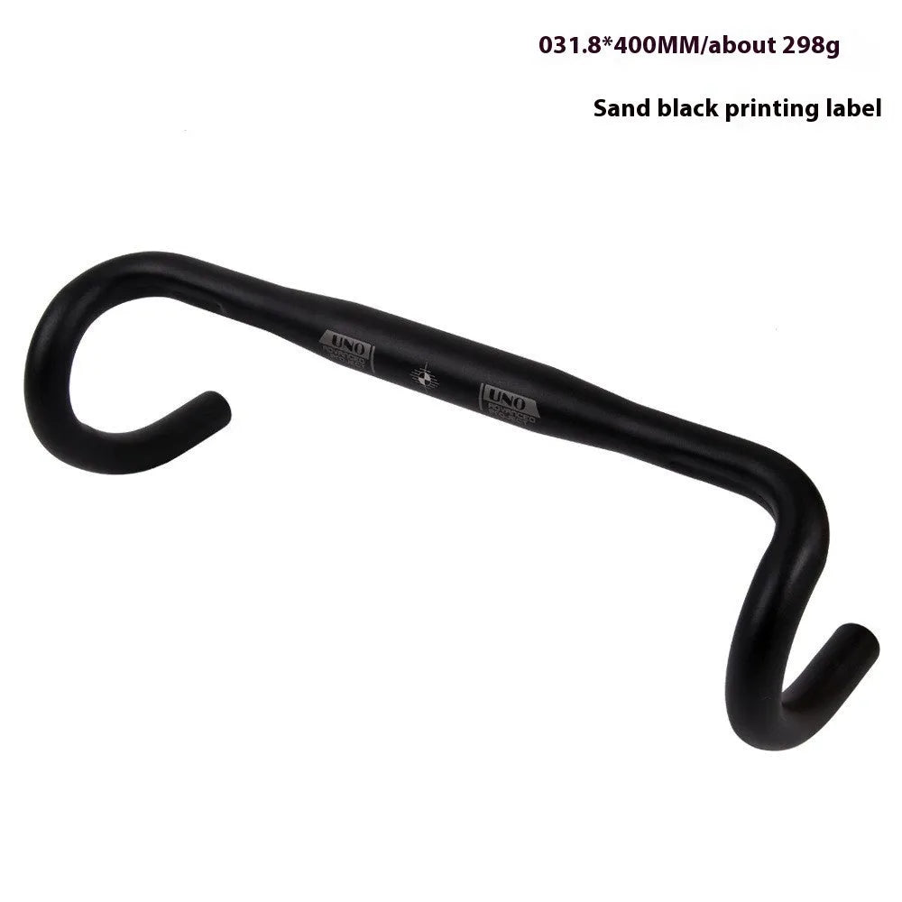 Black aluminium alloy road bike bent handlebar with 31.8mm clamp diameter