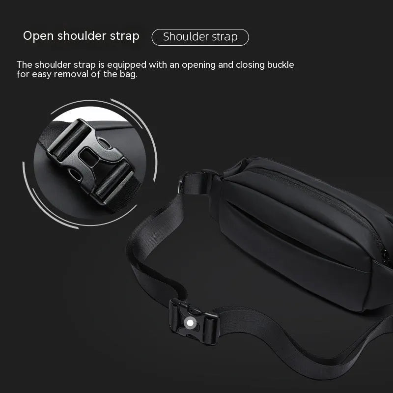 Black Oxford cloth messenger bag for men with functional one-shoulder riding design