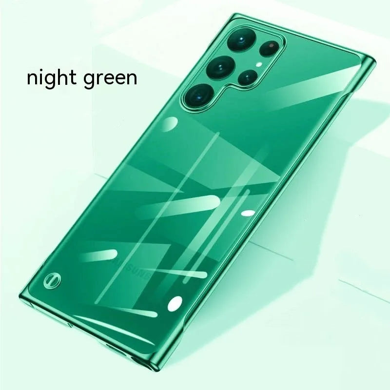 Ultra-thin transparent frameless Samsung phone case with electroplated PC finish and anti-fall design