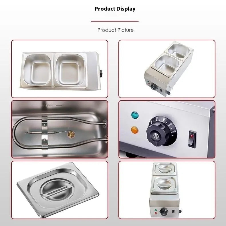 Commercial electric chocolate melting machine with temperature display and stainless steel tank
