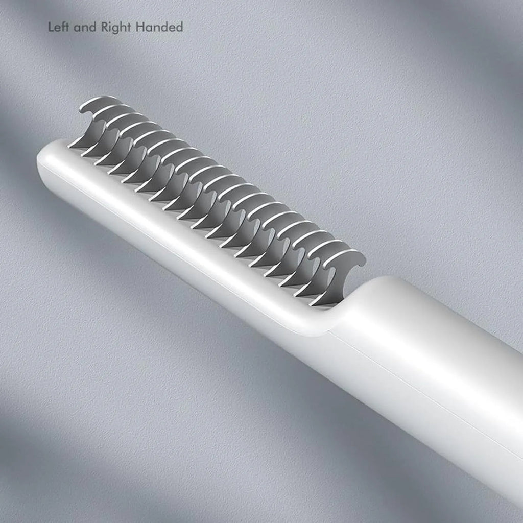 Stainless steel dematting comb for pets with a user-friendly handle, shown in pink or white.