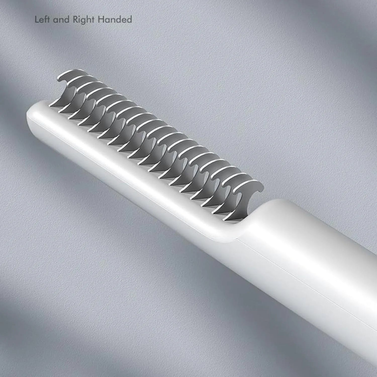 Stainless steel dematting comb for pets with a user-friendly handle, shown in pink or white.