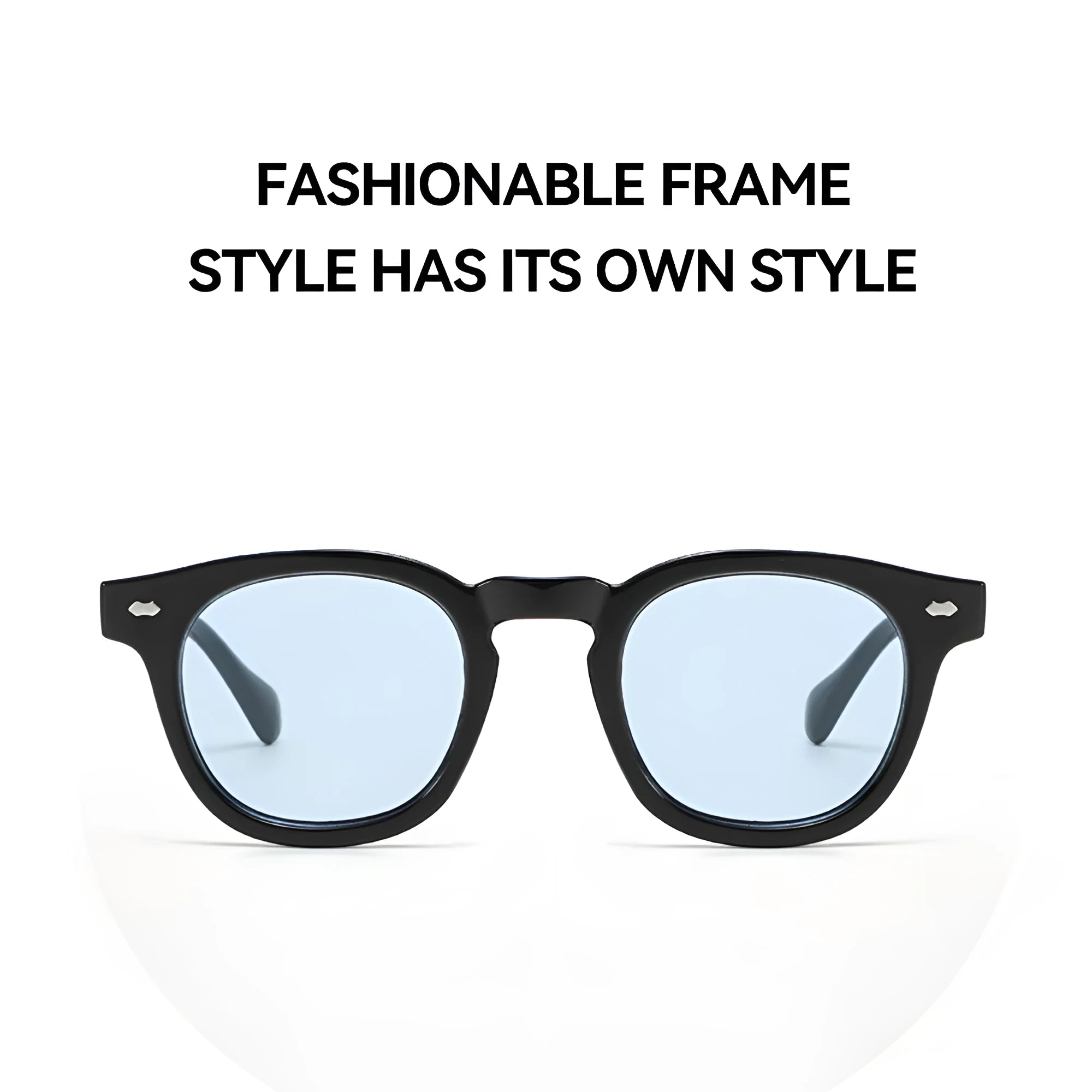 Round rim plastic sunglasses in bright black frame with simple retro design for sun protection