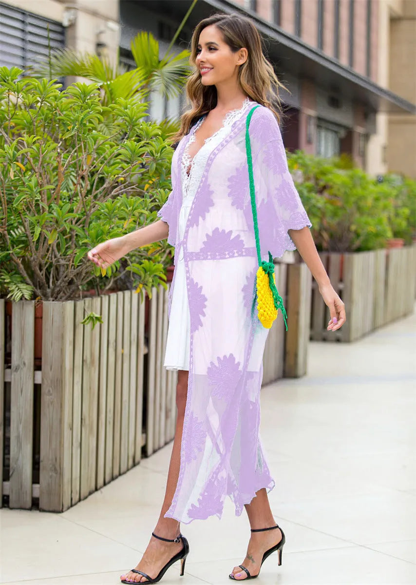 Light purple beach cover-up dress for swimming and beach activities
