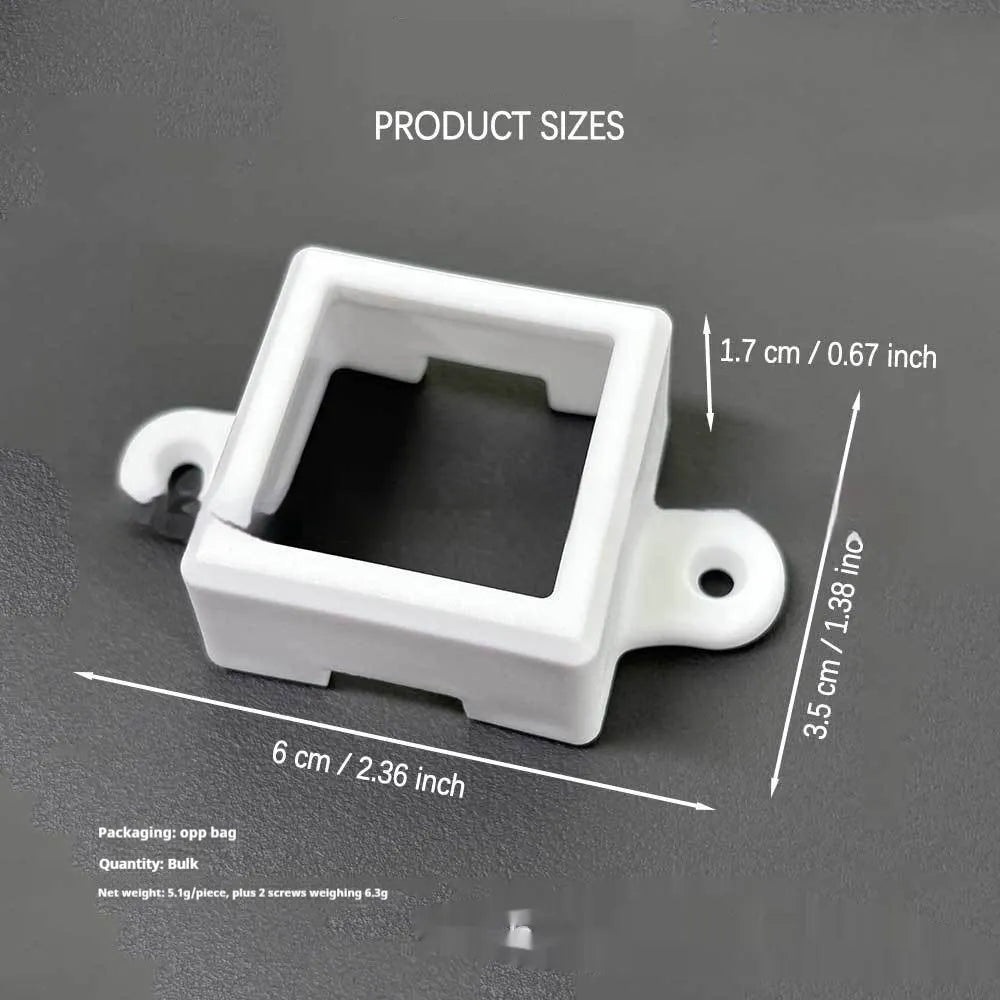 White plastic LED light fixed bracket protective lampshade measuring 1.7cm by 6cm