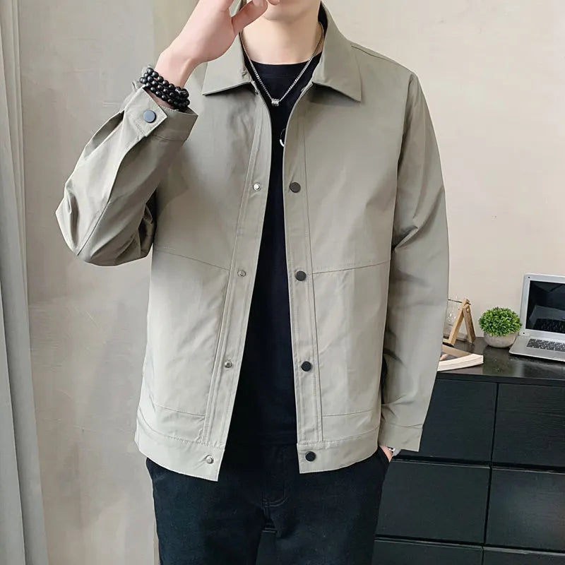 Korean style men's single-layer thin jacket in polyester fabric for spring and autumn wear