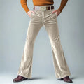 Men's gold velvet slim flared suit trousers in seven colours including dark red and khaki