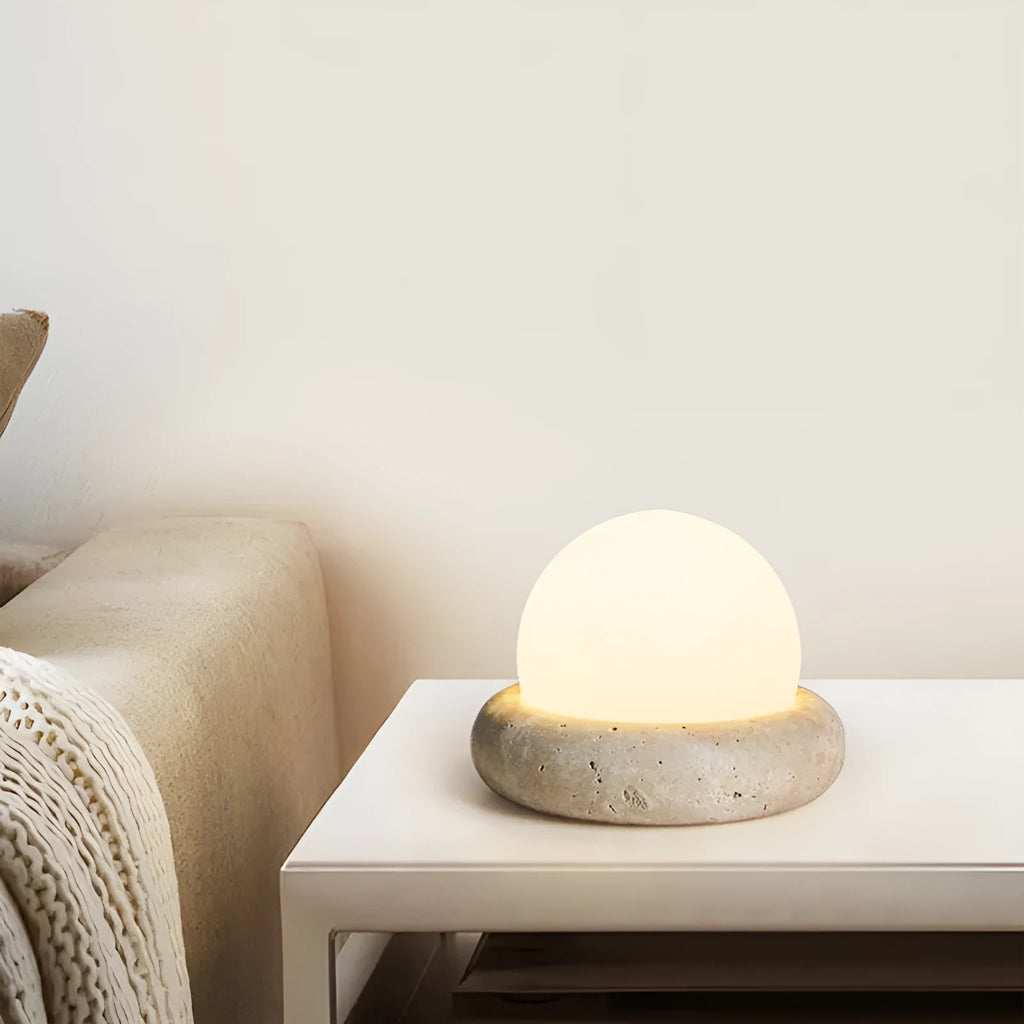 Modern bedside table lamp with wireless remote control and yellow cave stone night light