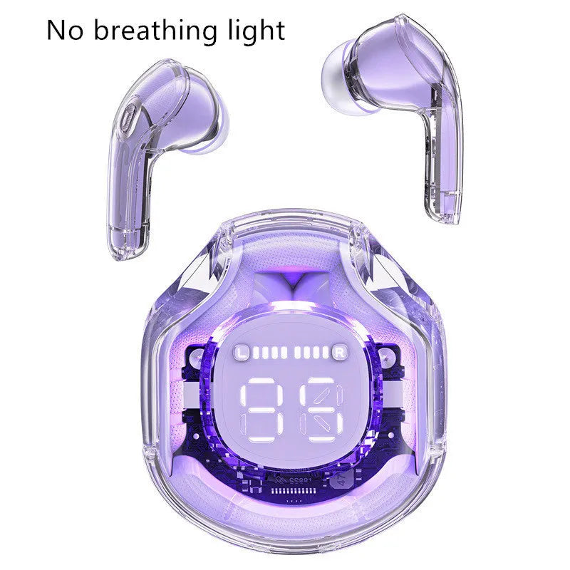 Transparent Bluetooth wireless earphones in five colour options with breathing light feature