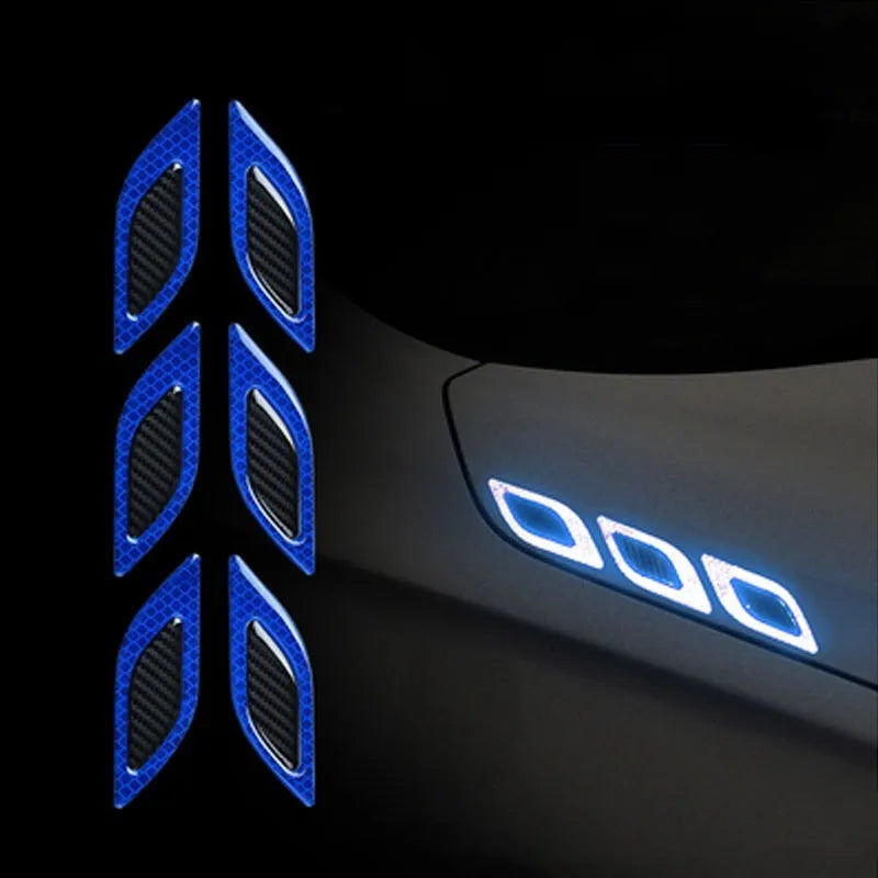 Blue and yellow reflective warning tape strips for car wheel bumpers measuring 17mm width