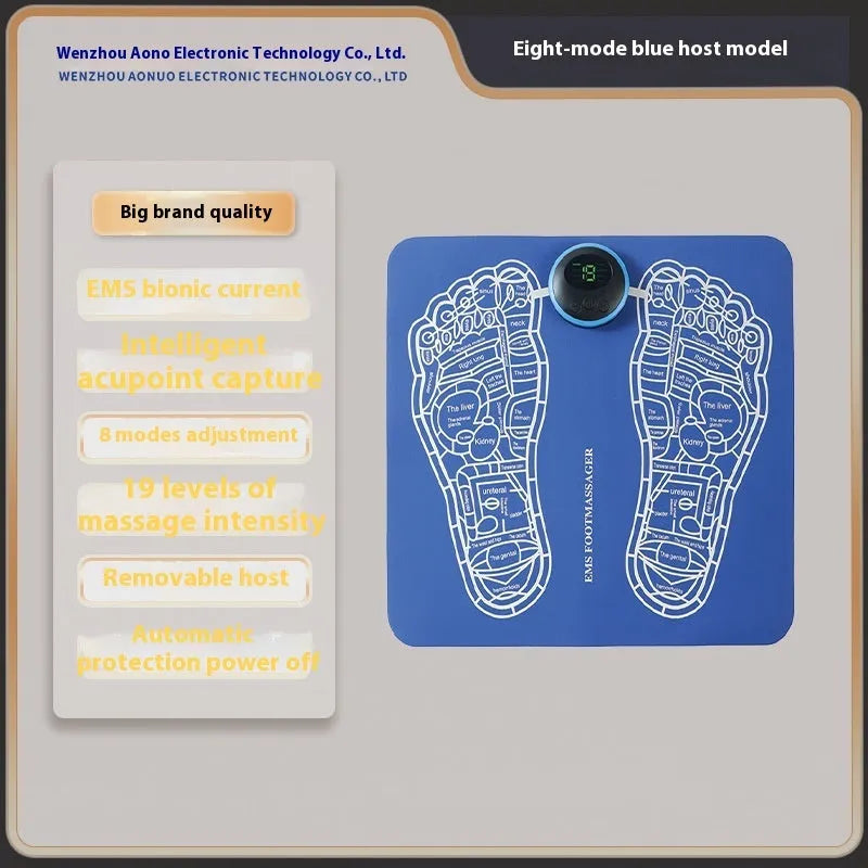 Rechargeable reflexology foot massager mat with USB charging and remote control