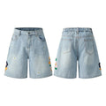 Retro style loose fit shorts in washed cotton cloth with a half elastic waistband, shown in grey colour A636.