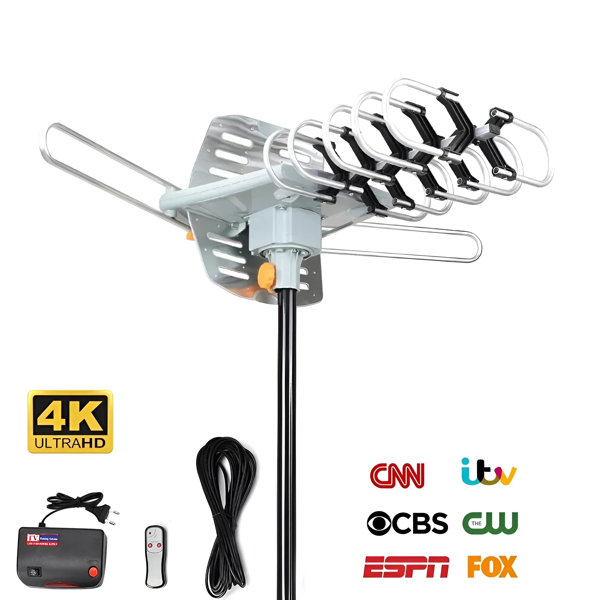 GR-1002 high-gain rotatable outdoor digital television antenna for UHF reception.