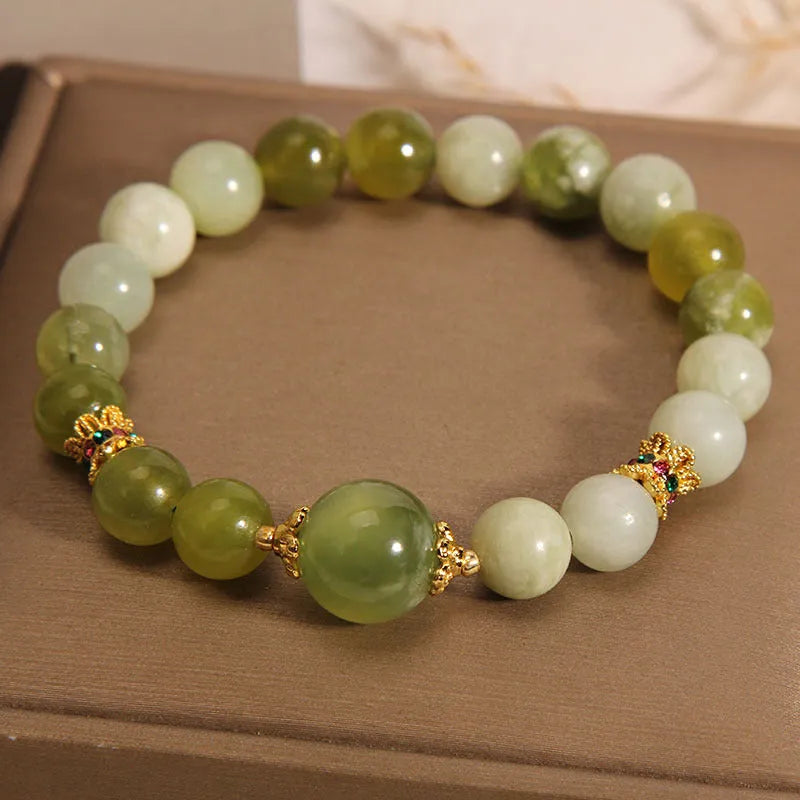 Xiuyan jade green women's bracelet with original design on wrist