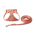 Floral cloth pet harness and leash set for small dogs in multiple colour options