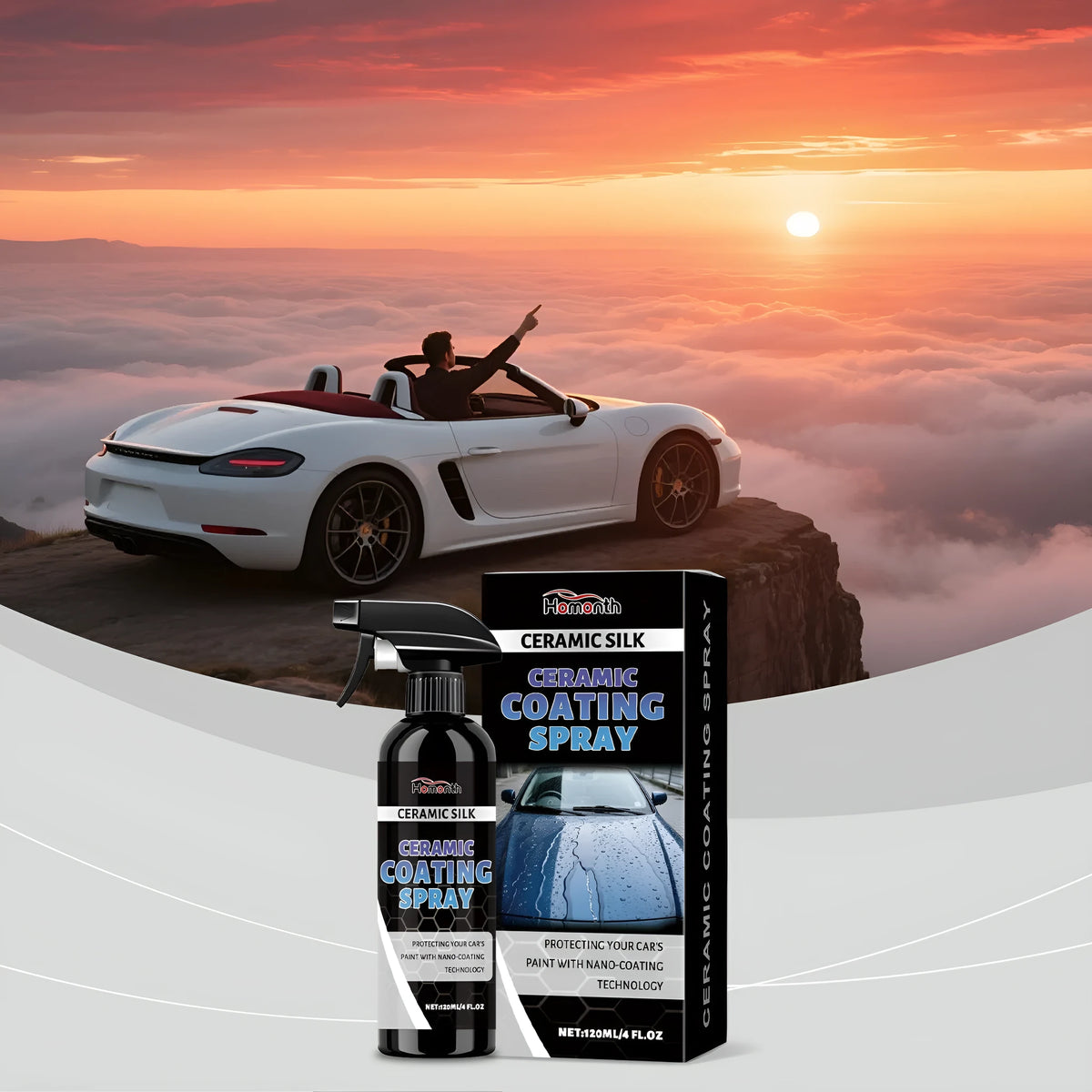 Ceramic coating spray bottle 120ml for car paint and glass protection with anti-fading formula