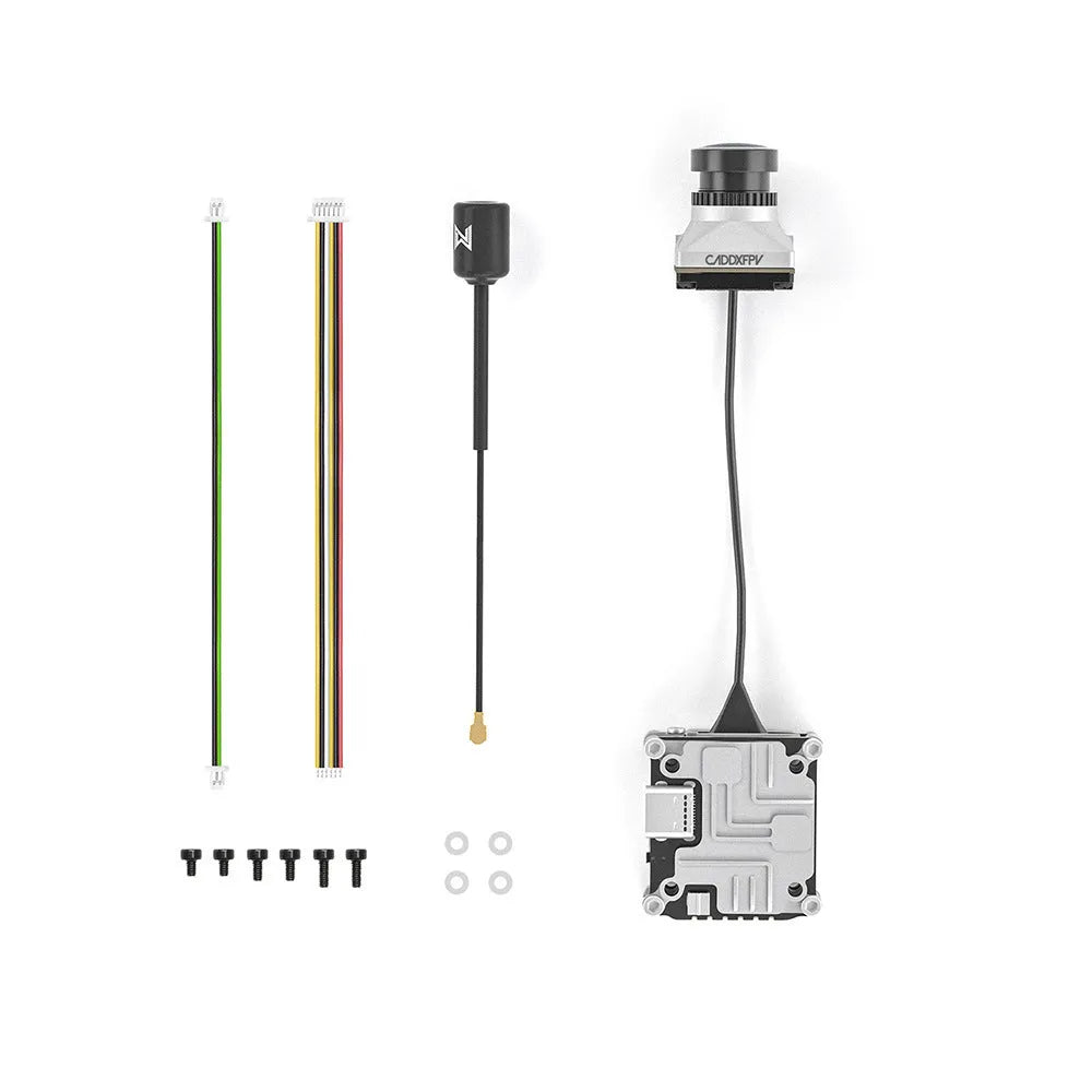 Caddx DJI FPV digital transmission module with mounting screws and connection cables