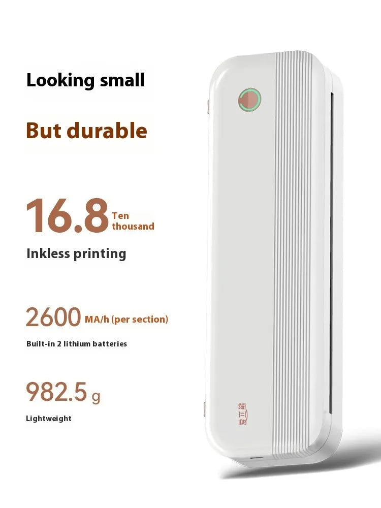 Ailixiong P40 small portable A4 thermal printer in blue or white on a desk.