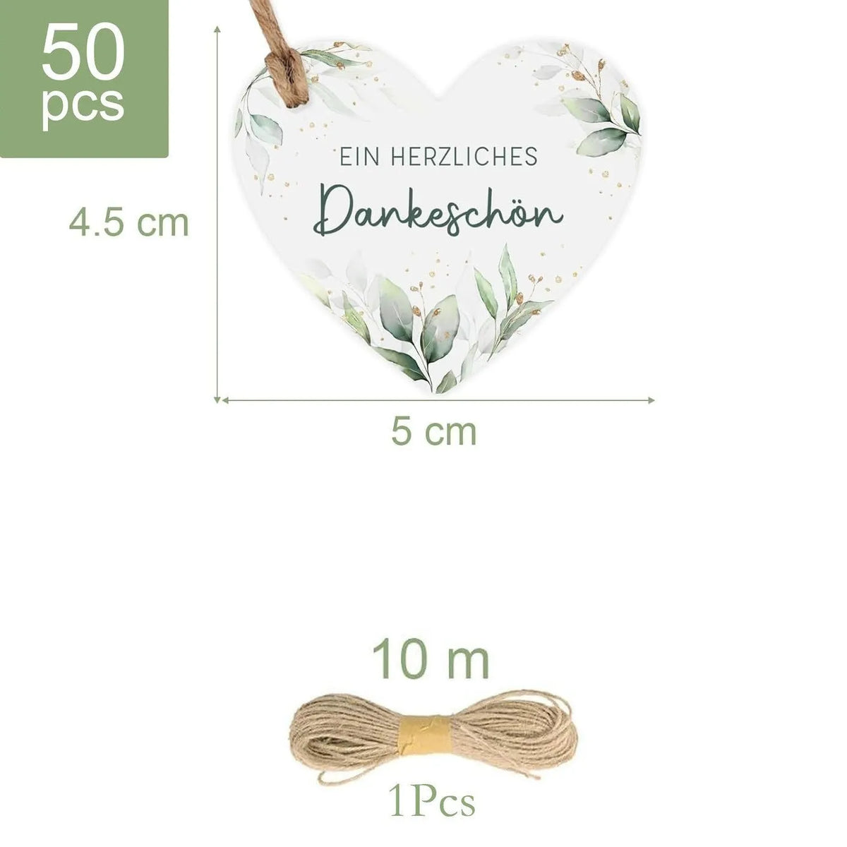 A set of 50 floral and heart-shaped paper gift tags in two colour styles.