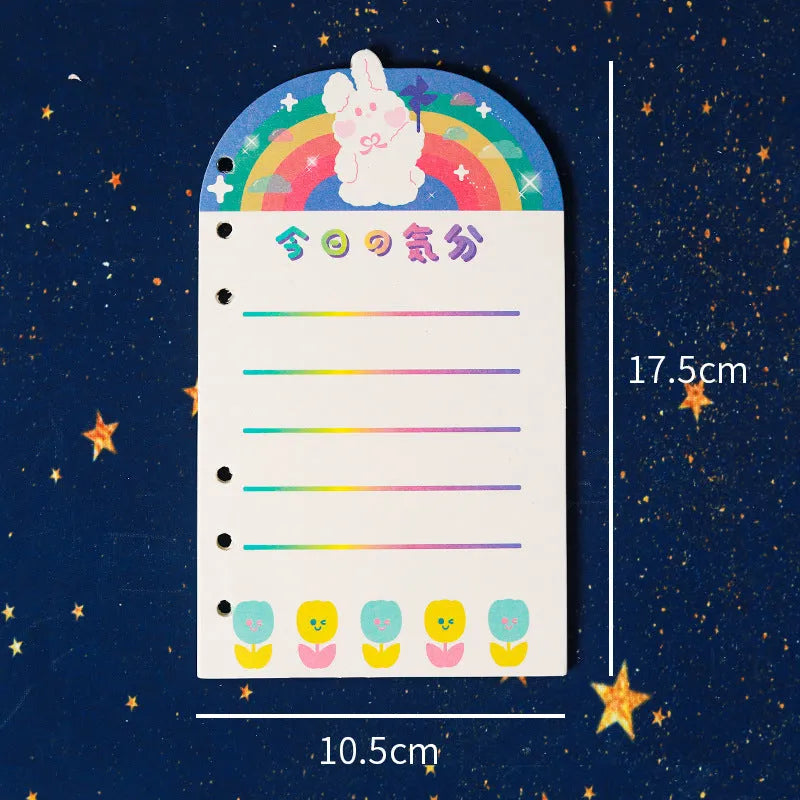 A6 loose-leaf notebook with 80 sheets and decorative bear pattern for student binders