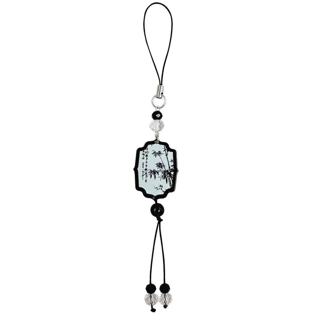 Chinese style floral bead pendant keychain in Fan colour.