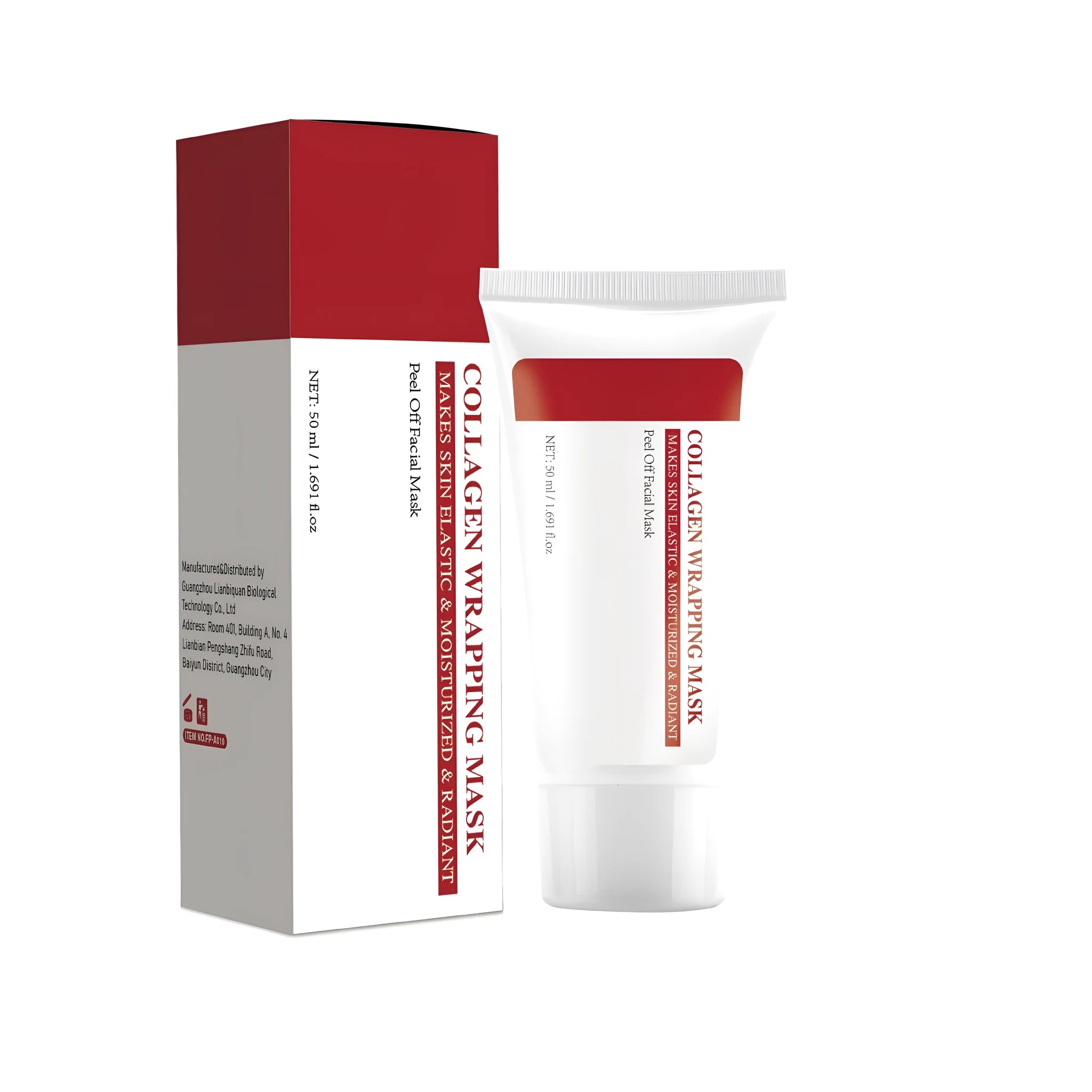 Single Hydrolyzed Collagen Facial Mask for hydration and brightening, 50ml, size 40x40x113mm