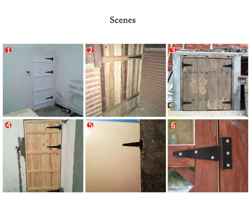 Fixed T-shaped iron hinge for wooden doors with straight arm design