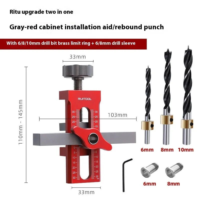 Aluminium alloy cabinet door installation aid tool for woodworking hinge fitting
