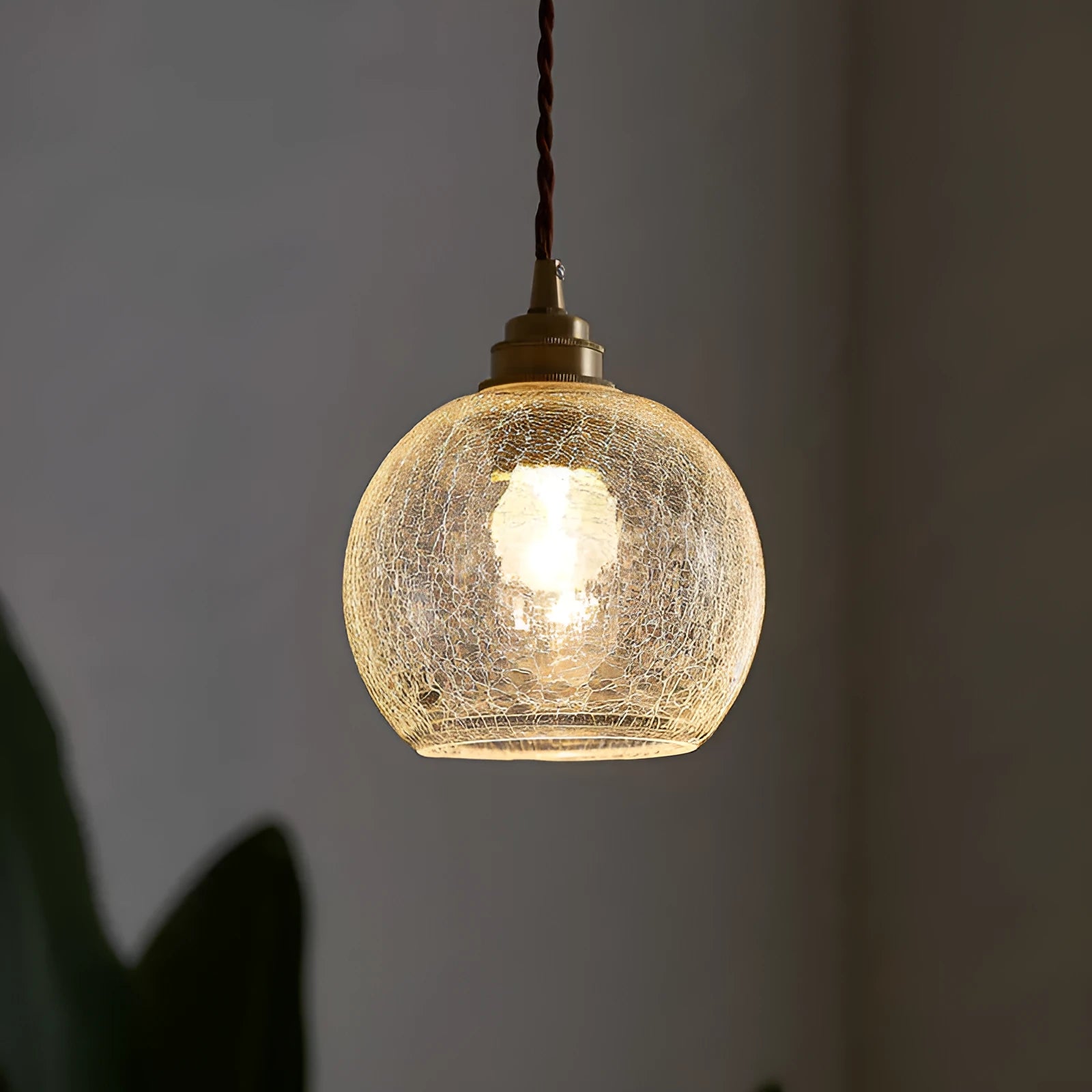 Retro copper and glass ball chandelier ceiling light with spherical shade