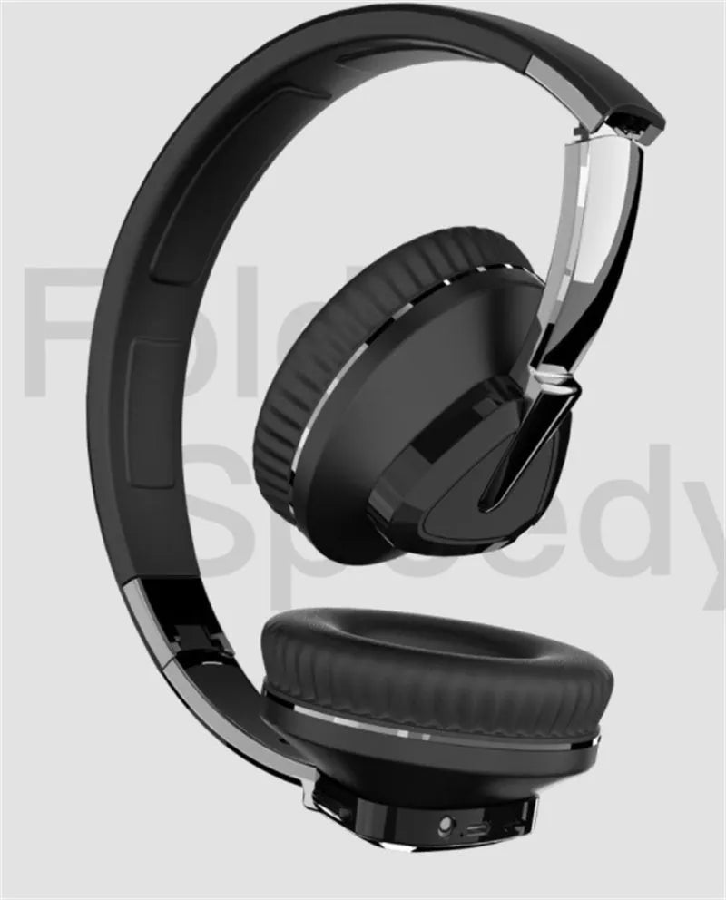 Wireless gaming headset with all-inclusive ear cushions in blue, showing AUX port and control buttons.