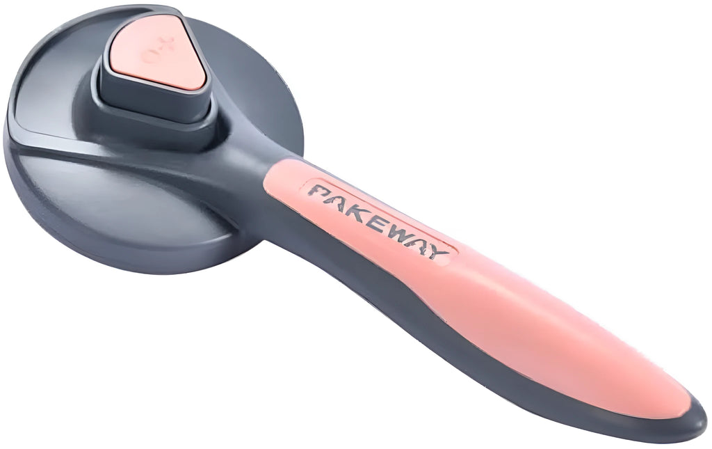Self cleaning pet grooming brush with one-click button and comfort-grip handle