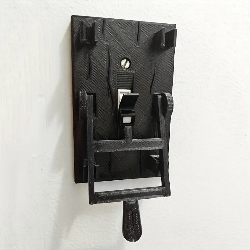 Retro-style white mechanical light switch panel for exposed wall mounting.