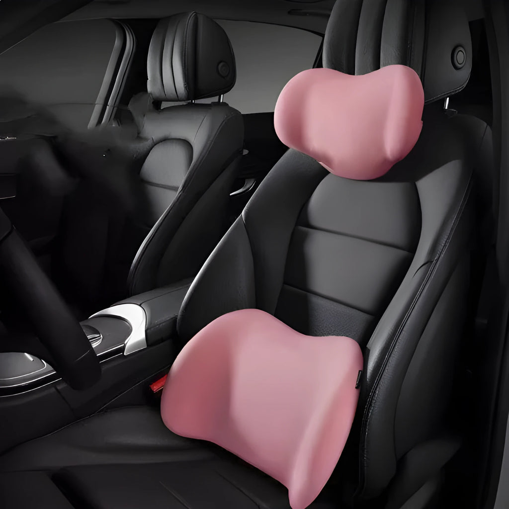 Memory cotton car headrest and lumbar support cushion set in simple style