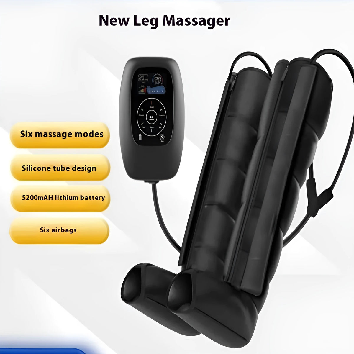 Air compression leg, arm, and waist massager with remote control and multiple size attachments