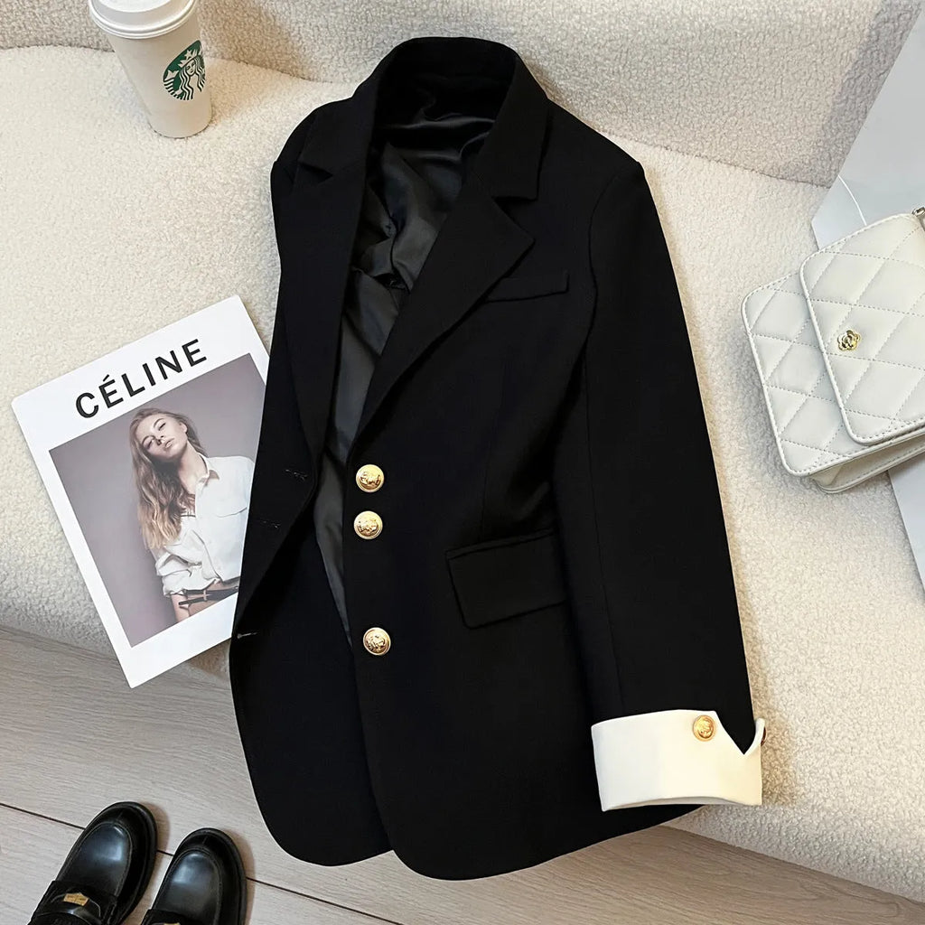 Women's loose-fit polyester commuting coat in milky white, showing long sleeves and pockets.
