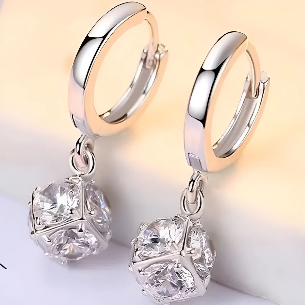 Rose gold electroplated geometric zircon earrings for women showing copper construction and multiple colour options