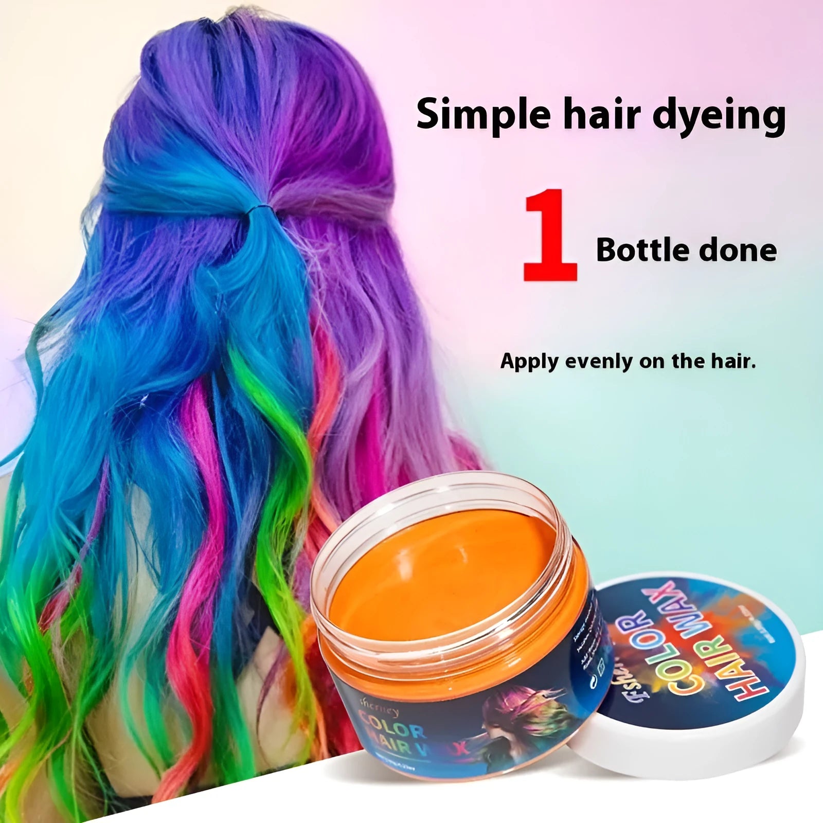 120g hair styling clay in nine colour options including blue, green, purple, and rose red