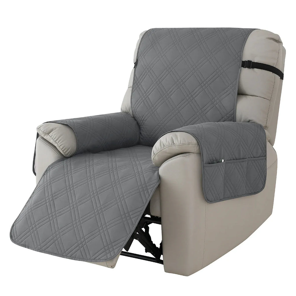 Quilted burgundy sofa cover fitted on a Chivas massage chair.