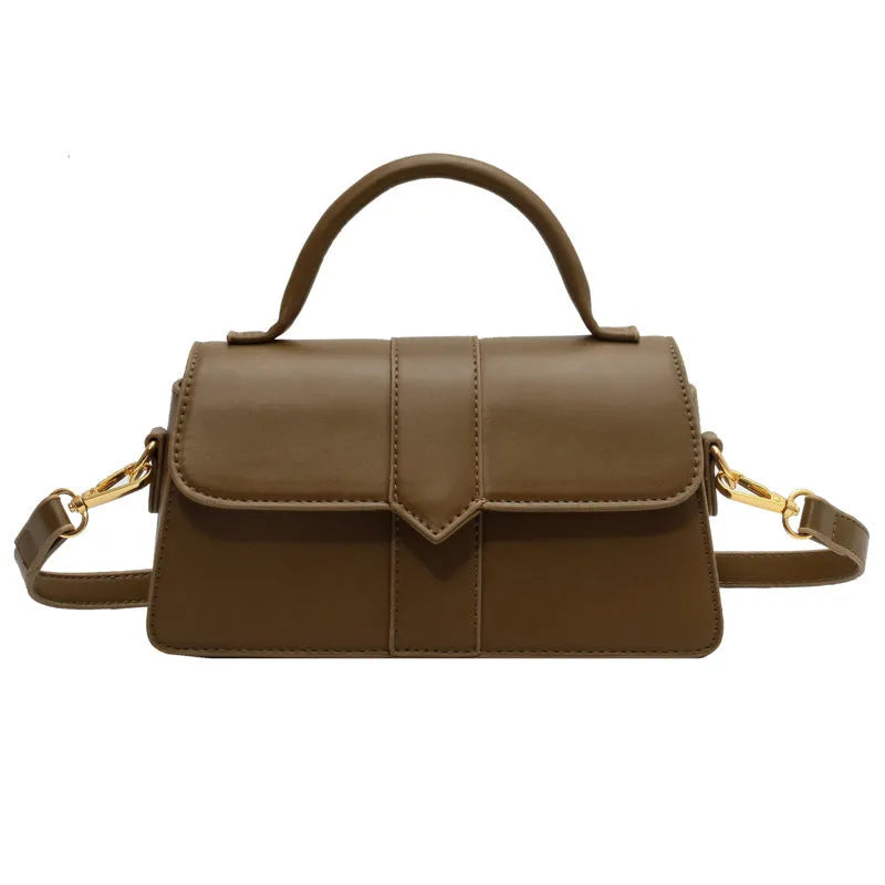 Women's PU messenger bag in horizontal square shape with file organisation internal structure