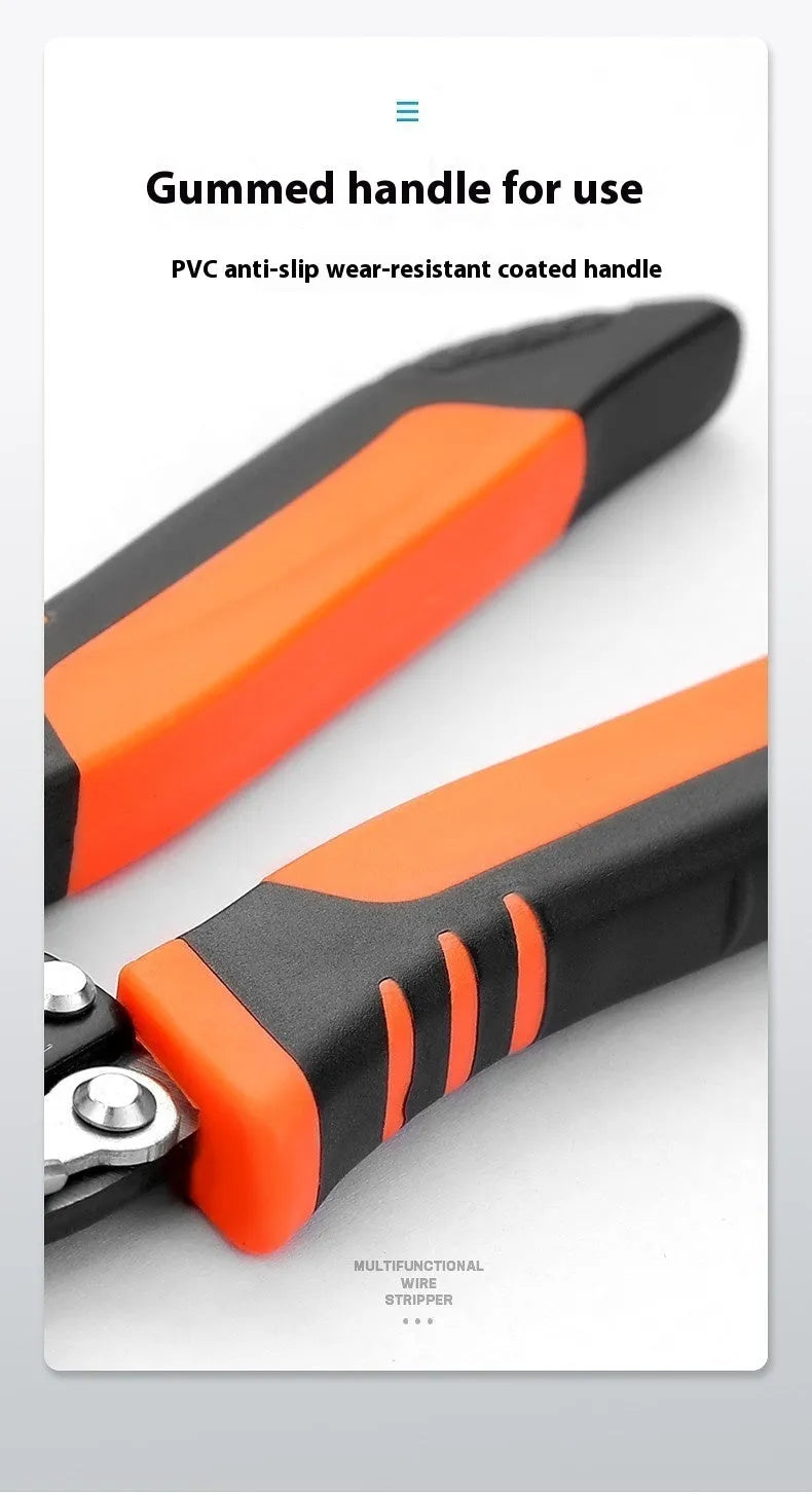 Automatic wire stripping pliers with high-carbon steel blades for electrical work