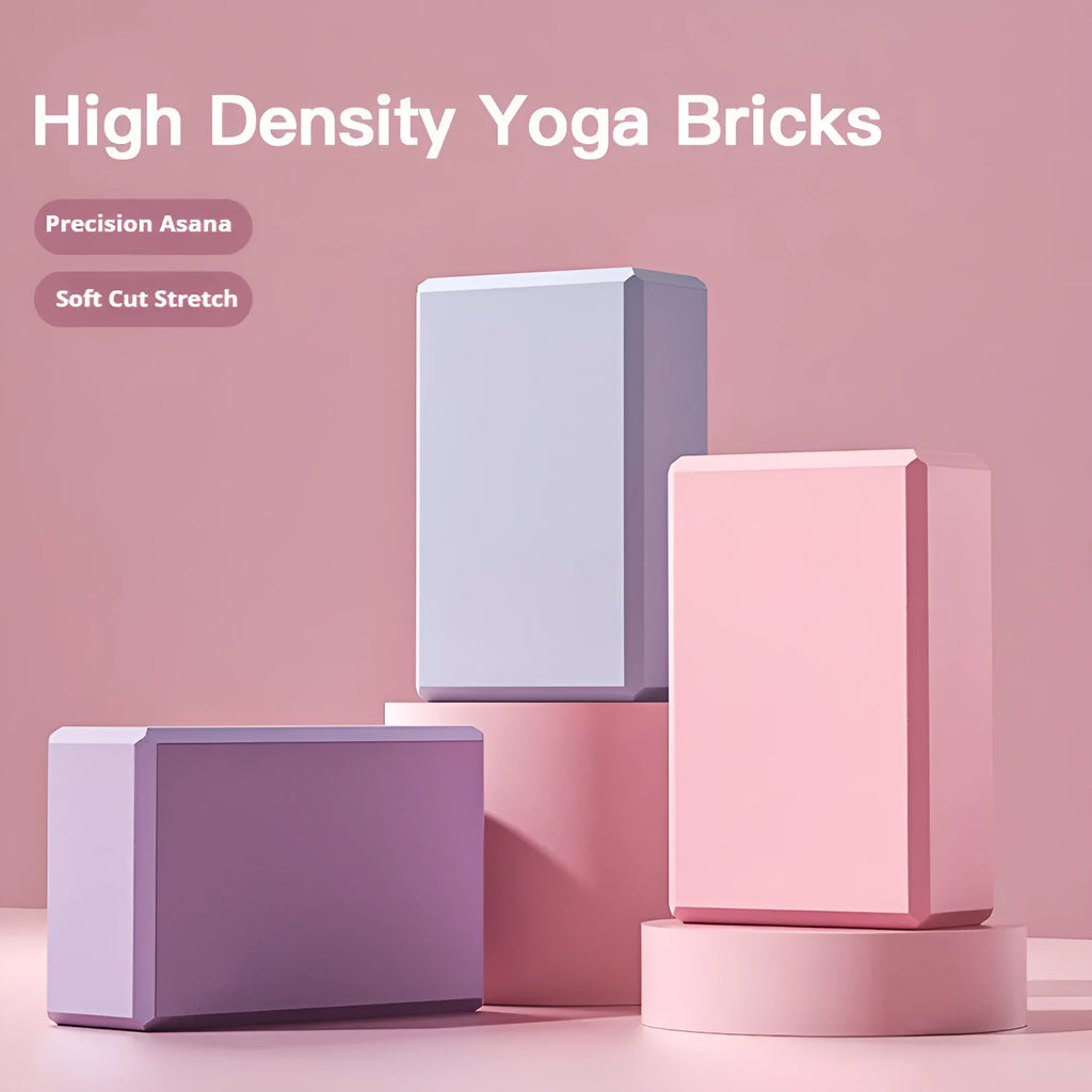 Solid colour EVA foam yoga block with hexagonal ridges for grip