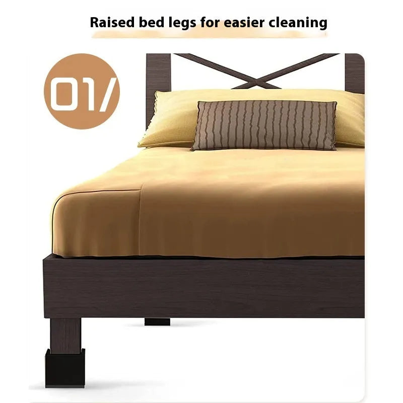 Four black plastic furniture riser mats for increasing bed and sofa height